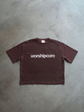 WORSHIPCORE CROPPED TEE (WINE WOOD TIP)