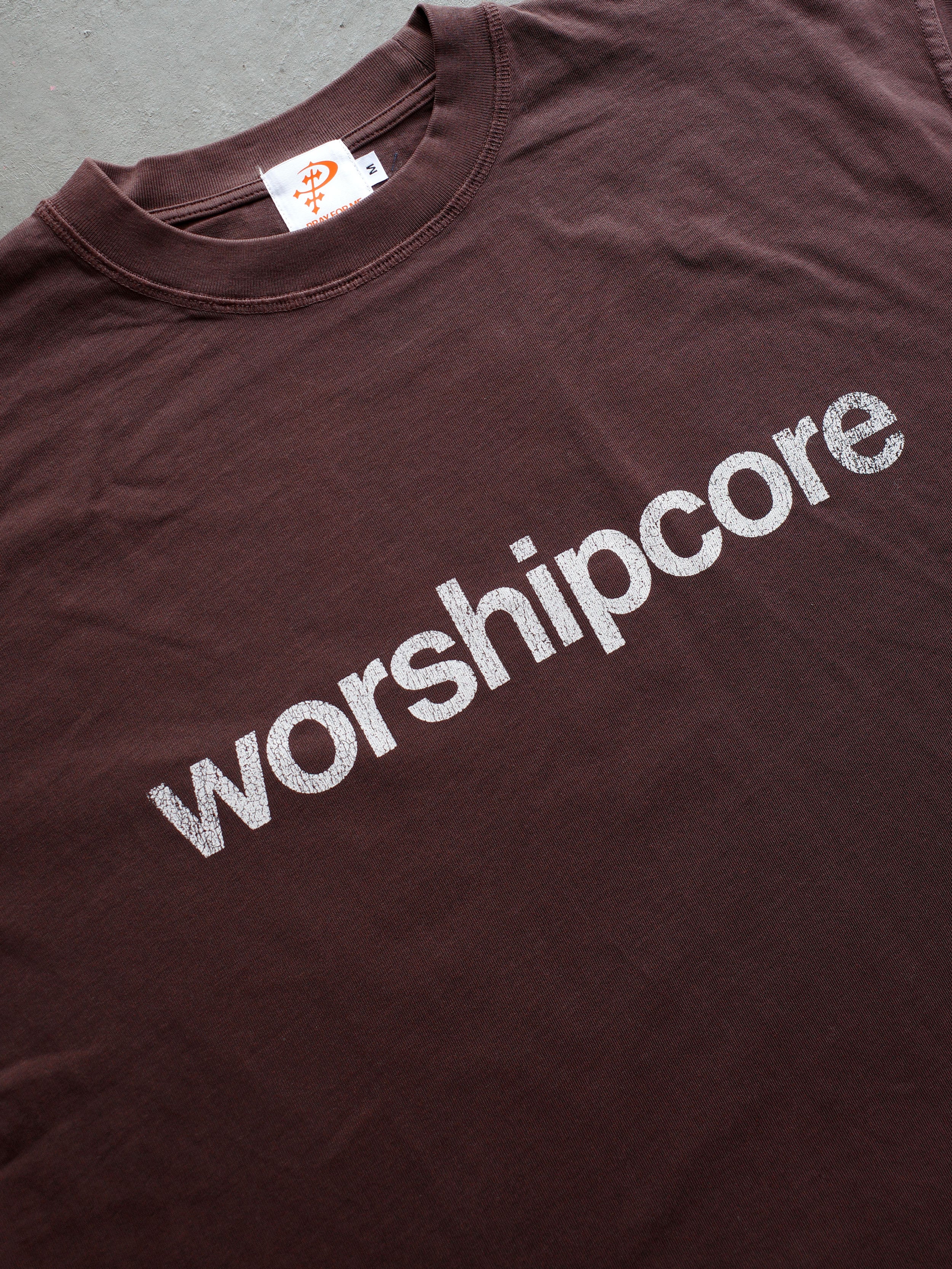 WORSHIPCORE CROPPED TEE (WINE WOOD TIP)