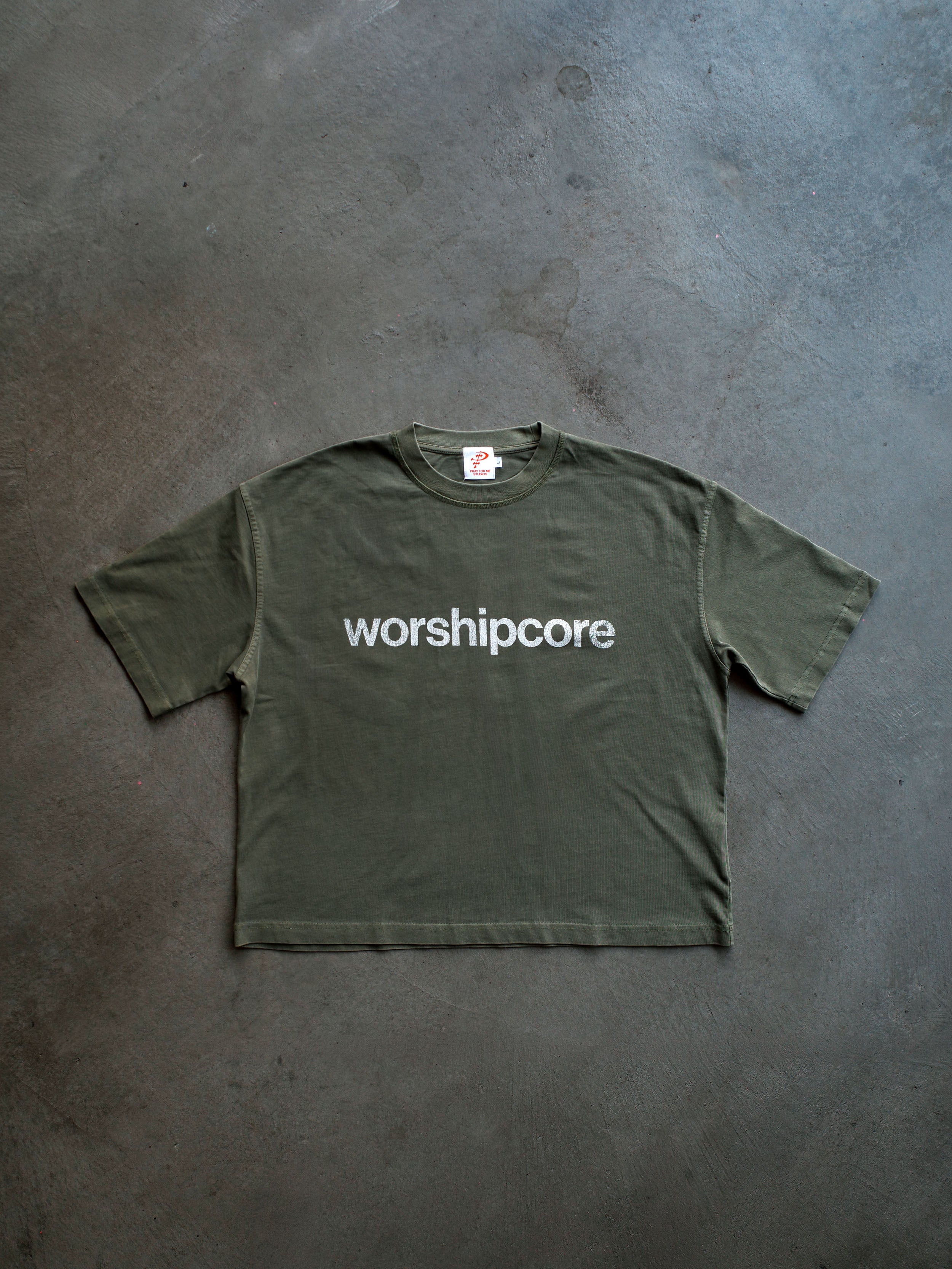 WORSHIPCORE CROPPED TEE (LOW GRADE MATCHA)
