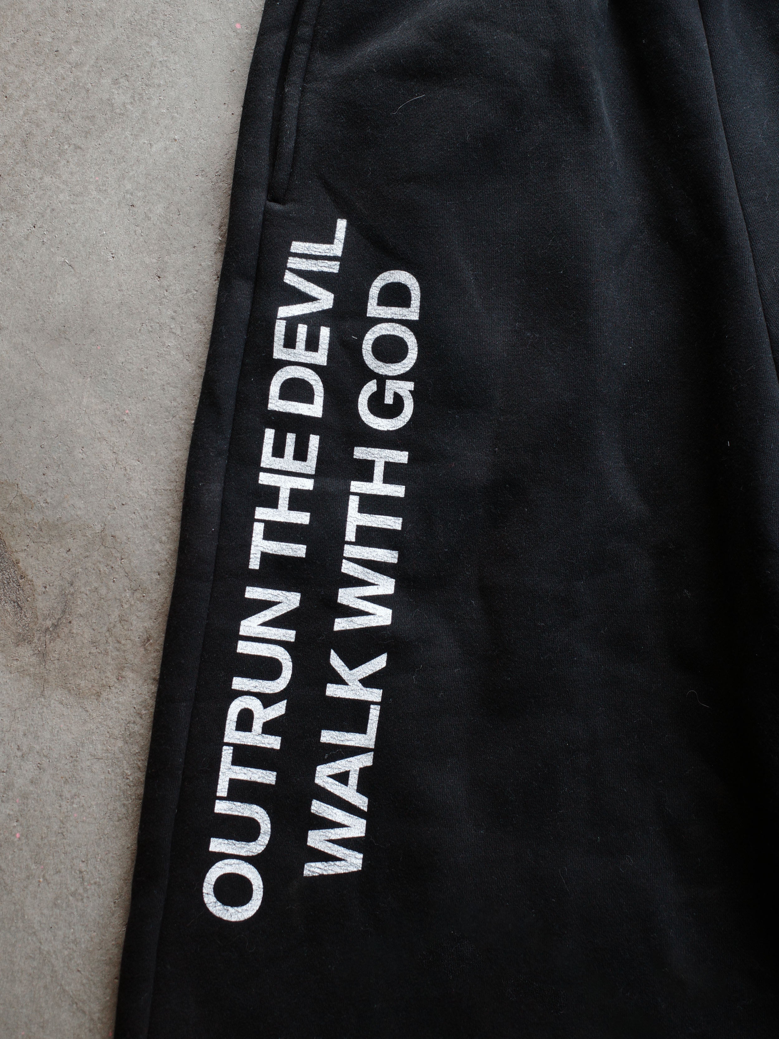 OUTRUN THE DEVIL LONG SHORTS (BLACK)