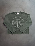 REAL PEACE CROPPED LONG SLEEVE WAFFLE TEE